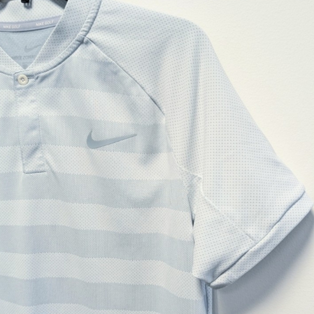 Nike Zonal Cooling Men's M Stripe Polo Lightweight White - Picture 8 of 13